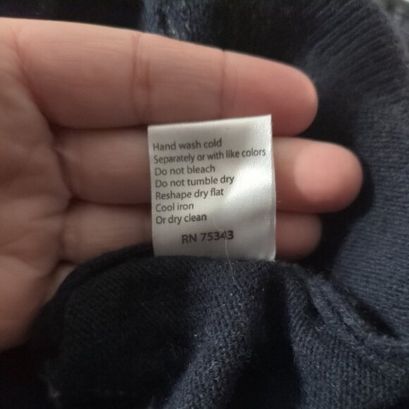 Benedetta B. Wool/Cashmere Crewneck Navy Heart Sweater Size Small - Picture 7 of 7